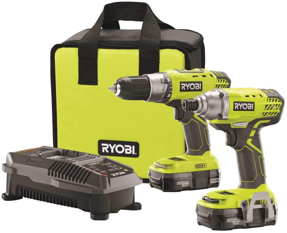 Ryobi P1832 18V One+ Handheld Drill/Driver and Impact Driver Kit